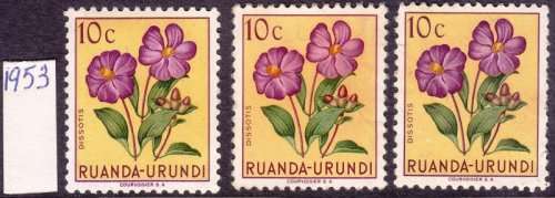 Rwanda 1953,MH and used,Flowers