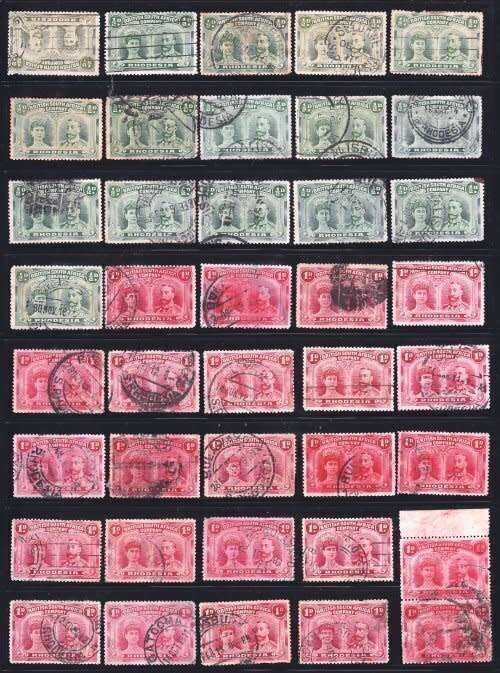 BSAC,Double heads,1910/13,79 stamps d and 1d