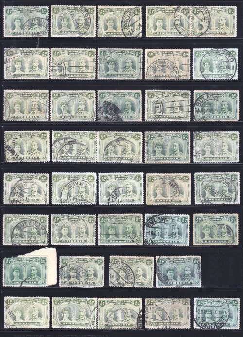 BSAC,Double heads,1910/13,79 stamps d and 1d