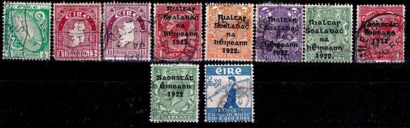 Ireland,Scott #66,67,20,23,26,28,44MH,45,84,1922/34,FU,CV$46.00