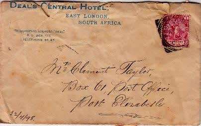 South Africa,COGH ,1898 entire to Port Elizabeth
