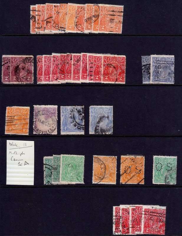 Australia,KGV selection of stamps on 4 stock cards, check the details!