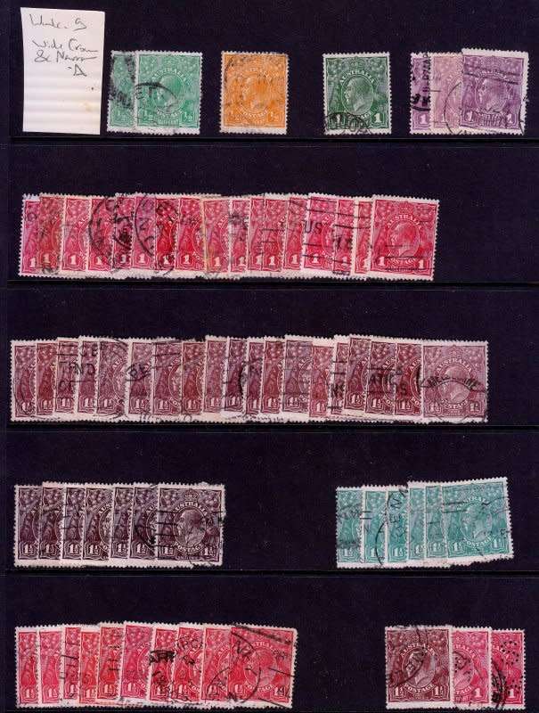 Australia,KGV selection of stamps on 4 stock cards, check the details!