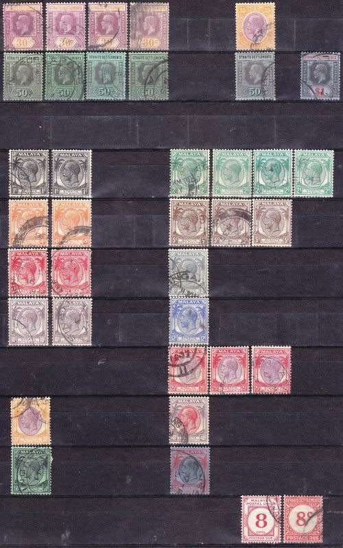 Straits Settlements, MH and Used all with hinge marks, Great Selection
