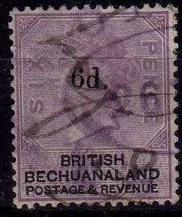 Great Britain, Bechuanaland, Scott #65,1888,VFU,Overprinted 6d, Hand cancelled