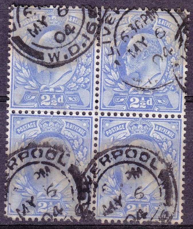 Great Britain, England,Scott #131,1902/11,KEVII,Block of 4 stamps,VFU,CV$50.00