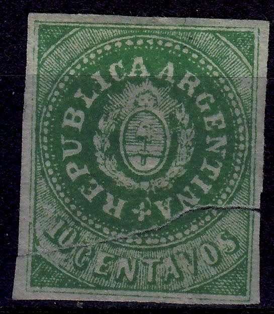 Argentina, Scott #6,1862,MH,Cut in half, Space filler,CV$175.00