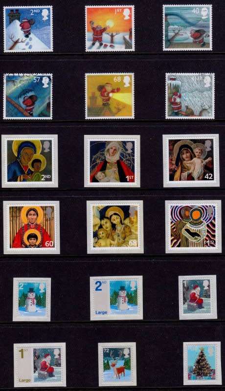 Great Britain,A selection of Christmas Stamps, All self adhesive are MNH.Other stamps are VFU and MH