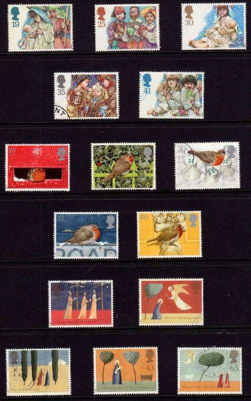 Great Britain,A selection of Christmas Stamps, All self adhesive are MNH.Other stamps are VFU and MH