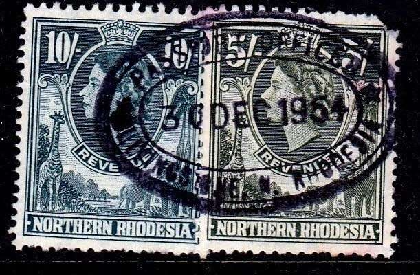 Zambia (Northern Rhodesia),Scott #72,73,Used,QEII,cancelled Passport Office,CV$47.00
