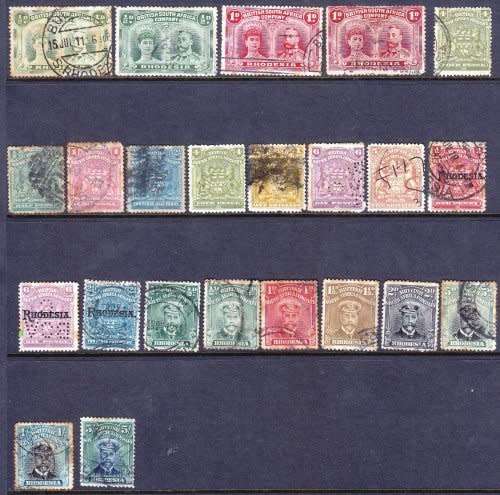 Rhodesia,BSAC, Used fine selection,unchecked,high values! on 3 stock cards