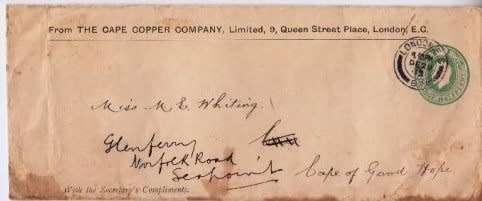 Great Britain,1915 entire from London to Cape Town,KGV