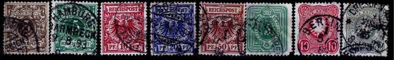 Germany, Scott #29,31,35,47/50 (#46 damaged not added to value),1875/1900,FU,CV$32.00