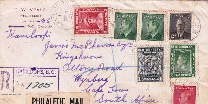 Canada, Scott #284,285,287,1950,FDC,Size16.6X9.4cm