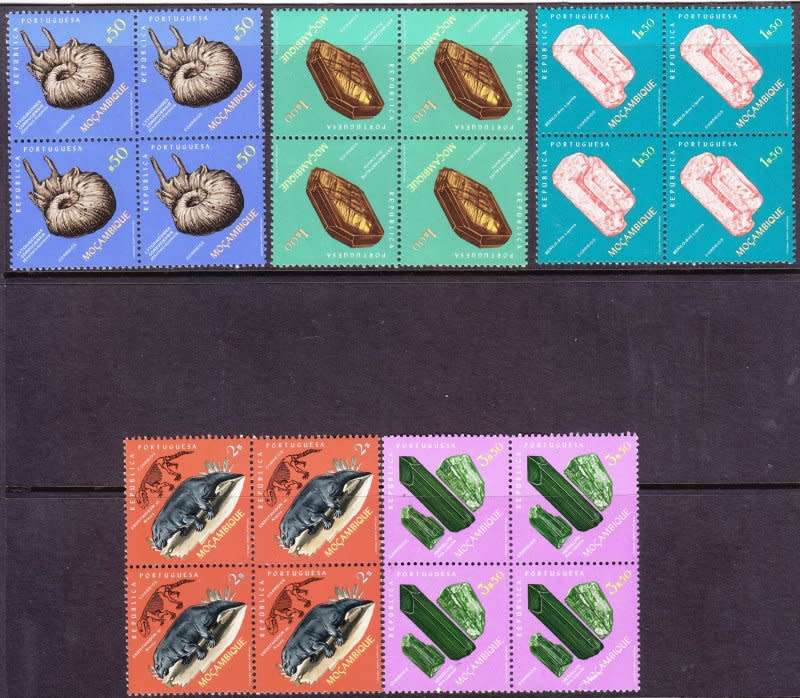Mozambique, MNH Blocks, 1971,Fossils & Minerals, Excellent condition!GV