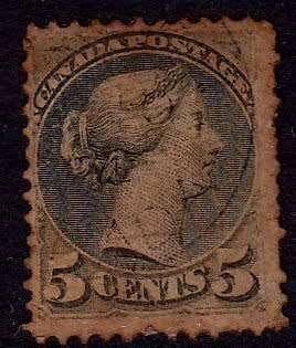 Canada,Scott #38,1870/89,Used,Perf. 12,Heavy remnant on back,CV$27.50