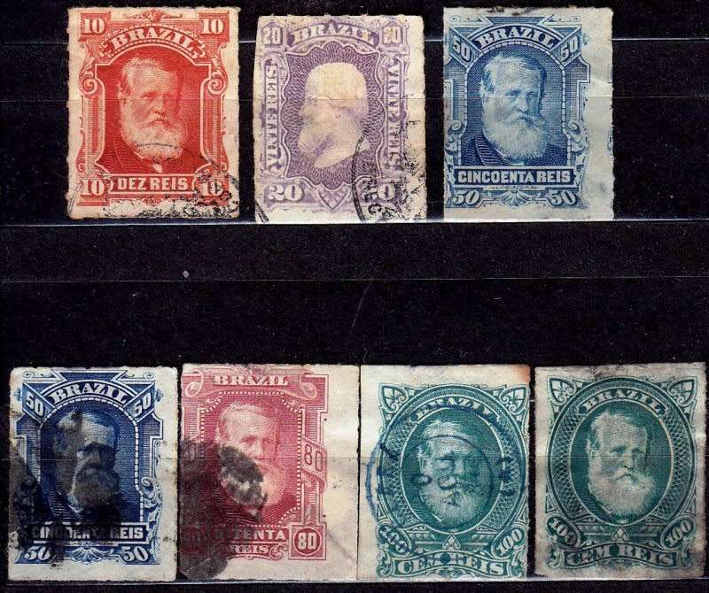 Brazil, Scott #59,68,70 X2,71,72 X2,1878/79,Used,CV$24.00