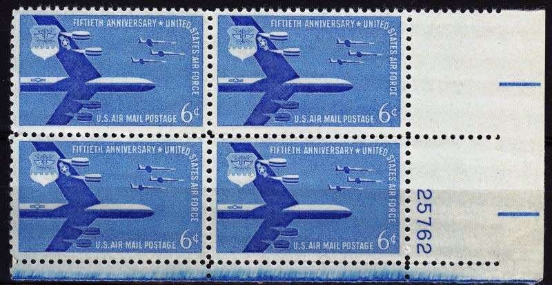 United States,1957,MNH,block of 4,Possible Variety,Ink smudge