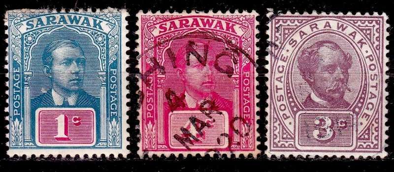 Malaysia,Sarawak,Scott #38 MH,50 MH,55 U,1888/1923,CV$34.00