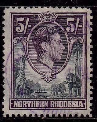 Zambia (Northern Rhodesia),Scott #43,1938/52,Used,KGVI,pin holes on stamp