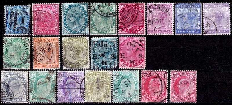 India,Scott #20,36,38,40,41/2,44,55,116a,118,O27,O28,60/3,66,78,79,Used,CV$23.00