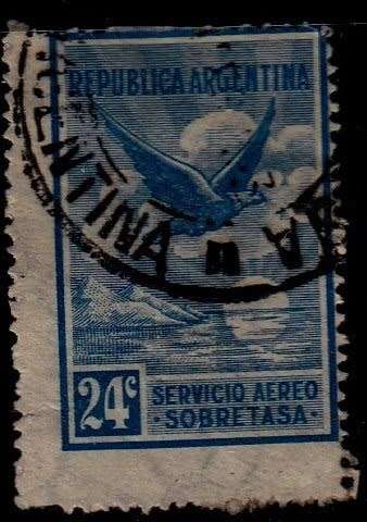 Argentina, Scott #C6,1928,VFU,margin shift!