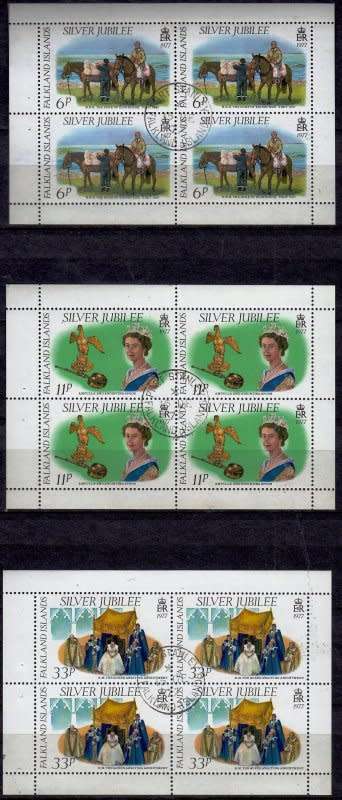 Falkland Islands,Scott #254s,255s,256a, 1977, MNH, QEII,Booklet panes