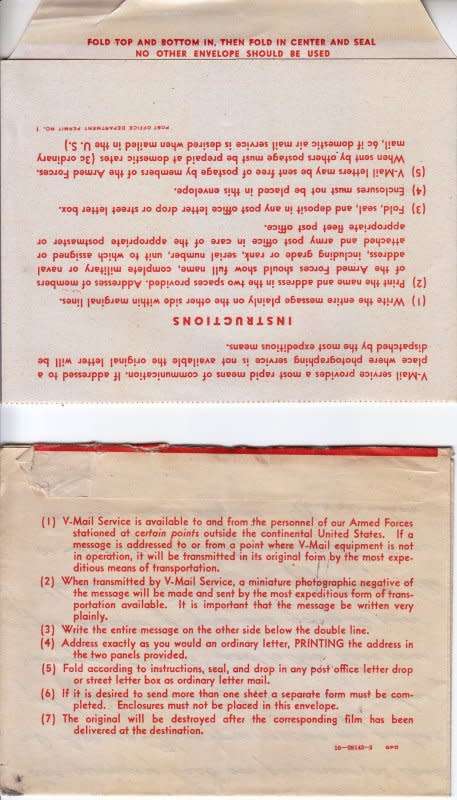 USA , 1942, V-mail Service, Passed by sensor and an extra mint one as well! WW2 covers
