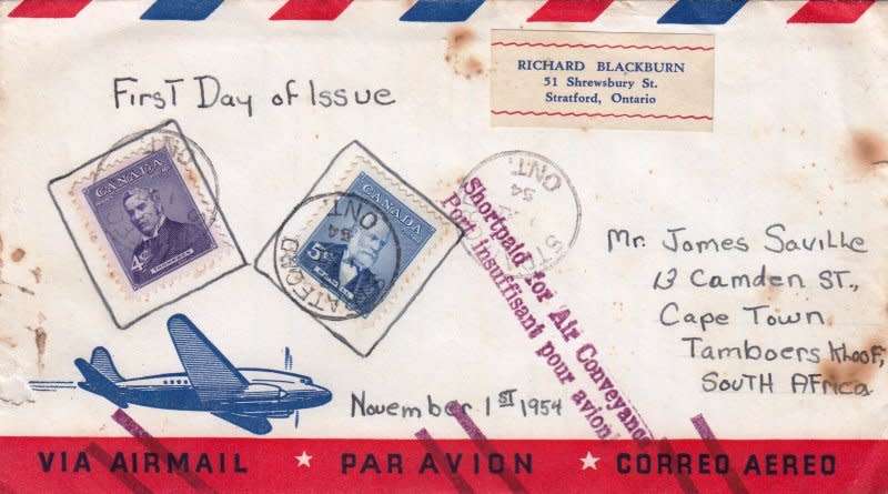 Canada, Scott #349,350,1945,FDC,Shortpaid