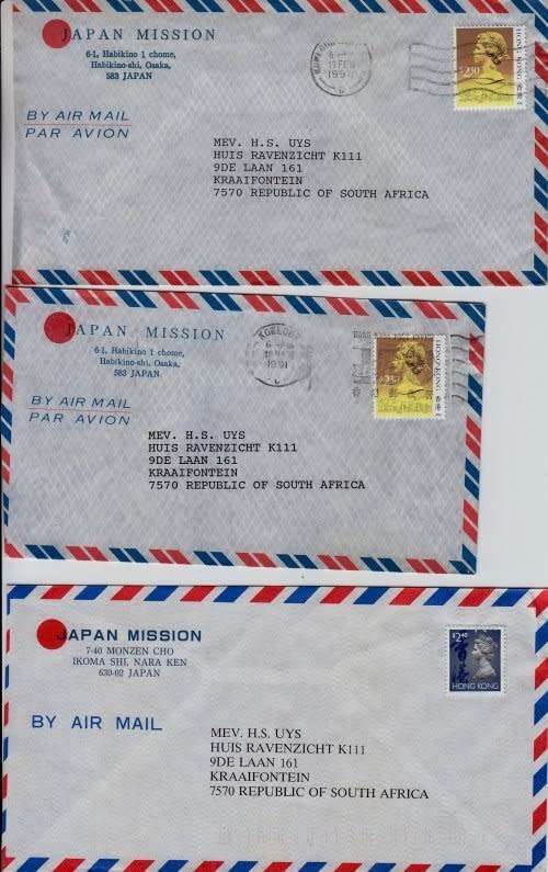 Hong Kong,9 X QEII Airmail covers from Hong Kong to South Africa