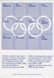 France,Olympics,12 Official France Post cards,1964/1988,Mint