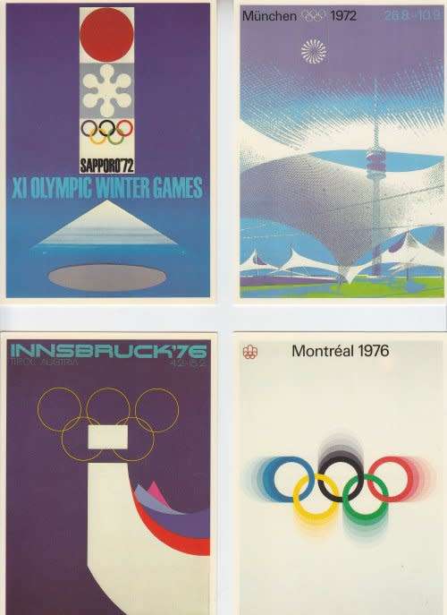France,Olympics,12 Official France Post cards,1964/1988,Mint