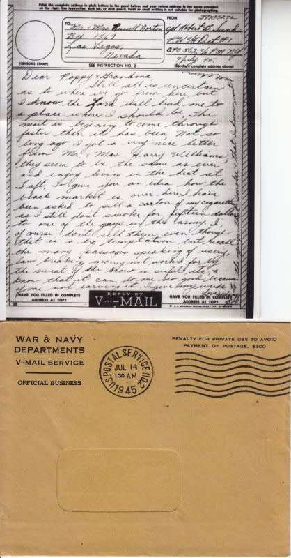 USA, WWII, 1945,Airgraph, Excellent condition, V-Letter