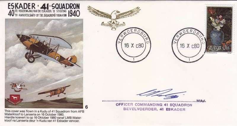 RSA,Aviation,1980,490 of 2,000 printed and flown, Signed