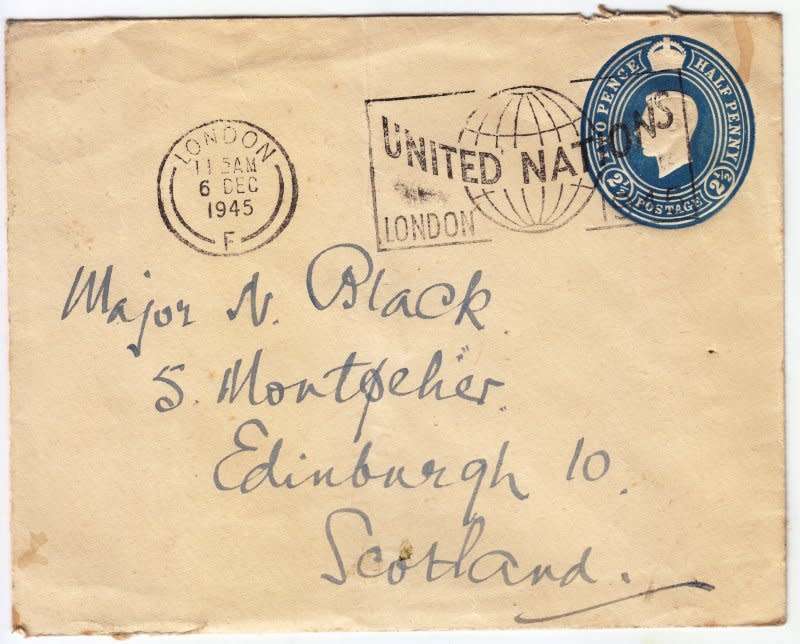 Great Britain,KGVI,1945 Entire, From London to Scotland, UN Slogan