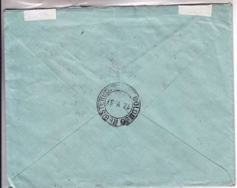 Great Britain,Registered FDC from Ceylon to South Africa,1937