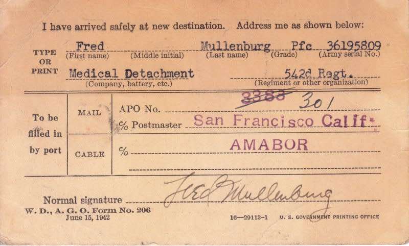 United States,US War Dept., 4 X Official Letters,1943, WWII