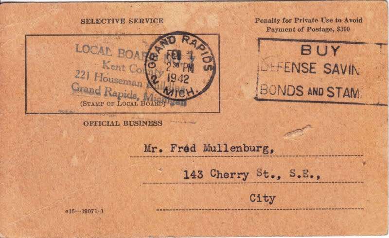 United States,US War Dept., 4 X Official Letters,1943, WWII