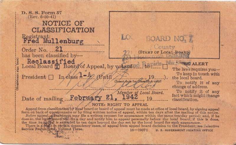 United States,US War Dept., 4 X Official Letters,1943, WWII