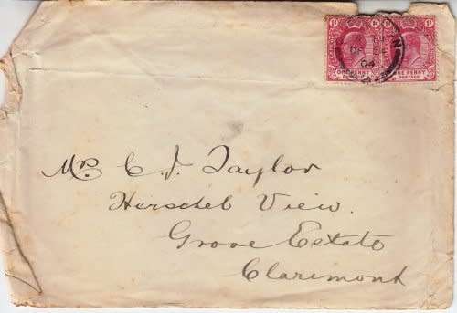 South Africa,COGH,1904,Tatty cover to Clairmont