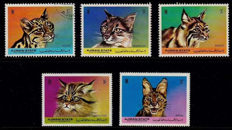 United Arab Emirates,Ajman,As per scan,1971,MNH,CTO,Cats