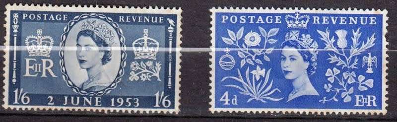 England, Scott #314,316,1953,MH, QEII