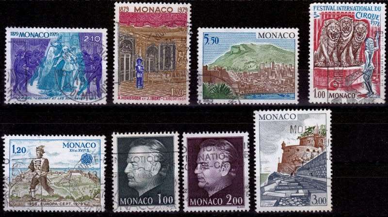 Monaco, Scott #938,944,953,954,1131,1170,1171,1178,VFU, CV$15.0