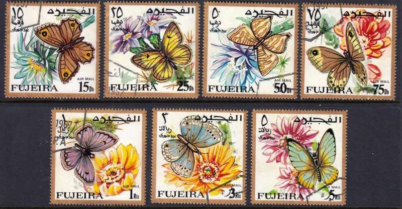United Arab Emirates, Fujeria,1972,Butterflies,MNH,CTO,airmail