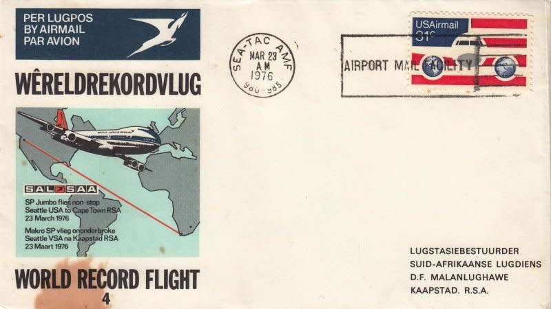 USA ,Scott #C90 , 1976 ,Cover,Canceled `Airport Mail Deliver`,Toning