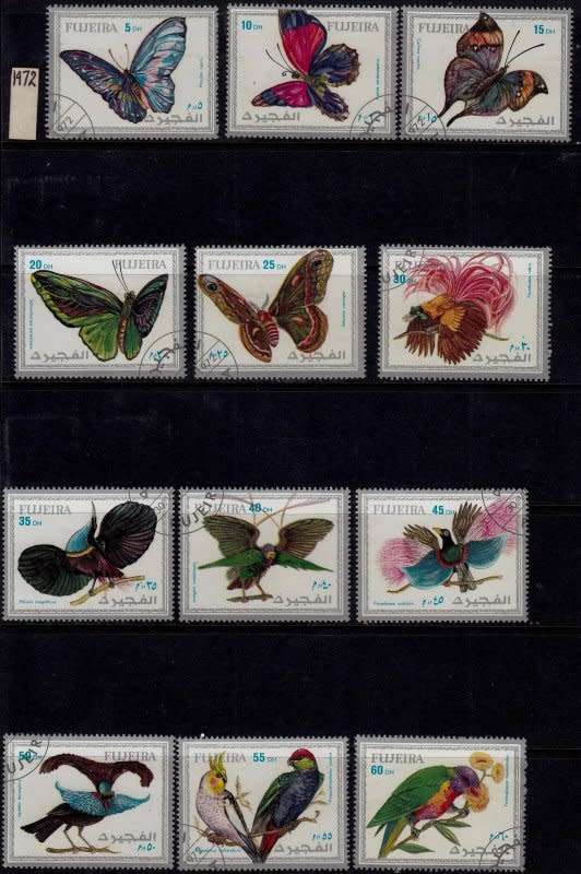 United Arab Emirates,Fujeria,1972,Butterflies & Birds,MNH,CTO