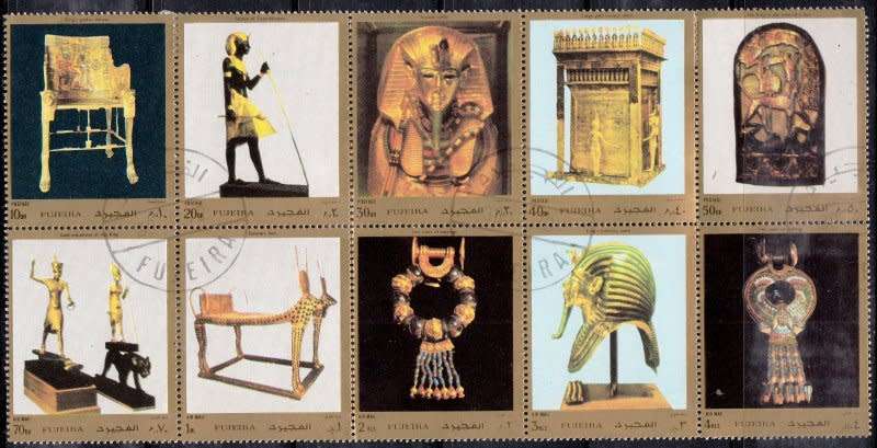 United Arab Emirates,Fujeria,1972,Egyptian Monuments sheet,MNH,CTO