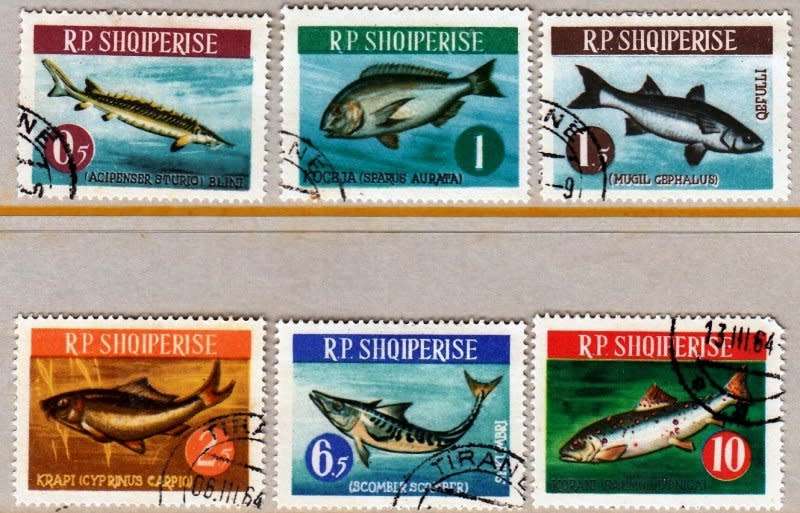 Albania, Scott #716,721,1964,MH,Fish