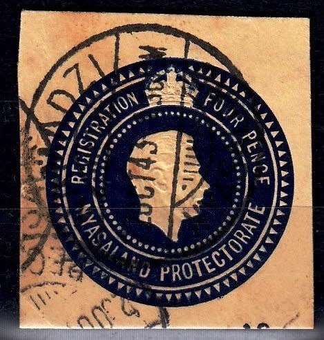 Great Britain,Nyasaland Protectorate,cut from cover,KGVI