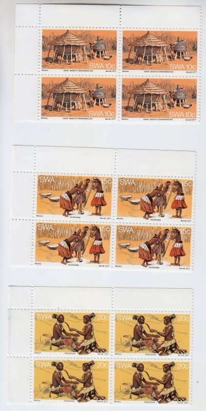 South West Africa,Scott #403,404,405,1977,MNH,6 blocks,CV$16.90